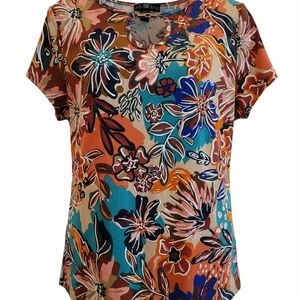 Vibrant Floral Short Sleeve Top